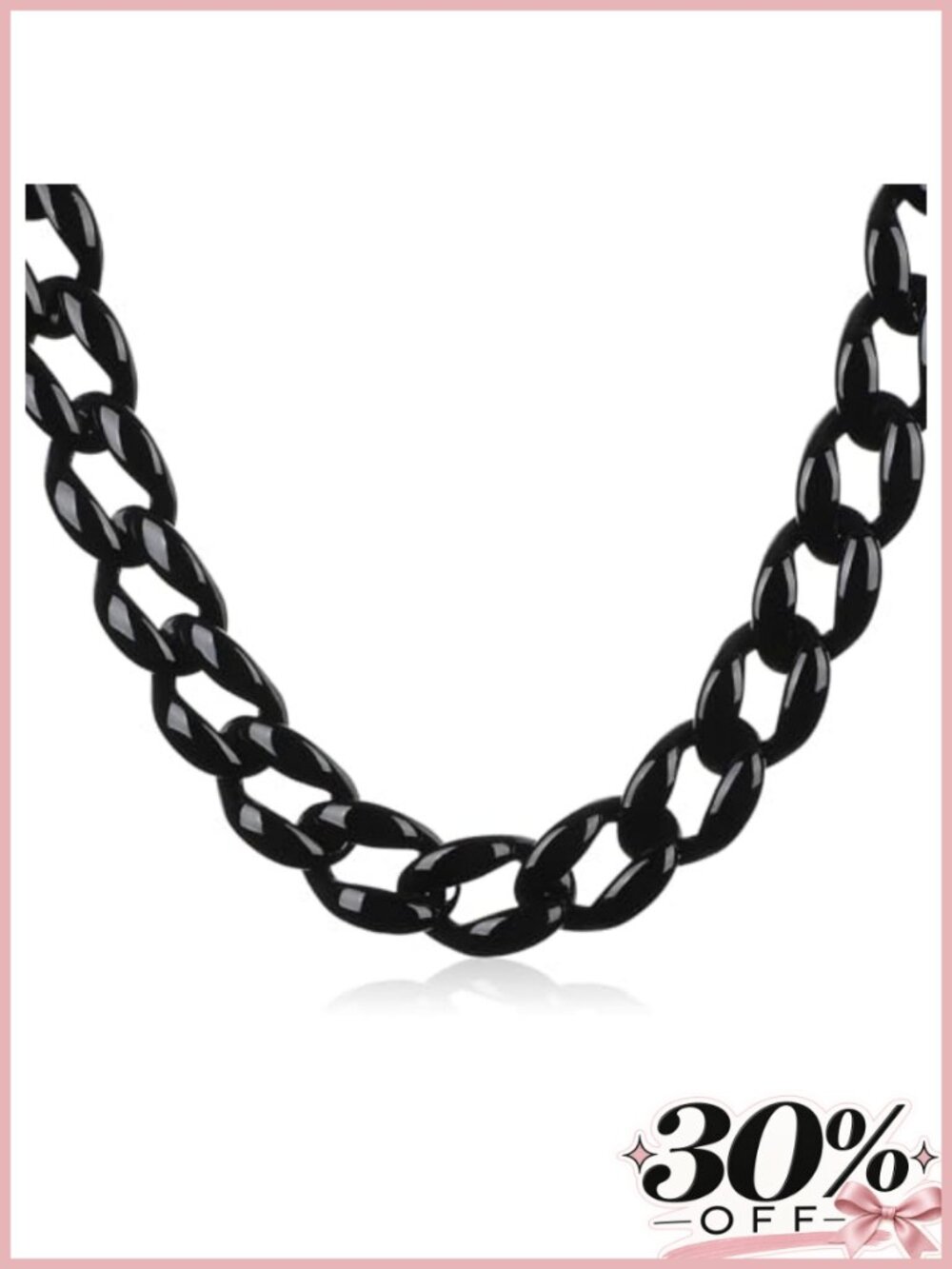 Chunky Resin Link Chain Necklace Acrylic Choker Adjustable 80s Rock Music Punk